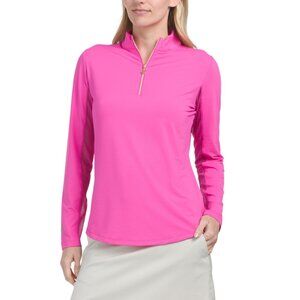 G LIFESTYLE HOT PINK Upf 50 Long Sleeve Quarter Zip Mock Neck Jacket